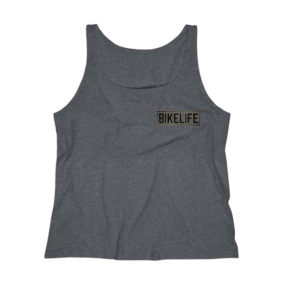 Bike Life Tank Top / Black and Gold Logo - Women's Relaxed Fit